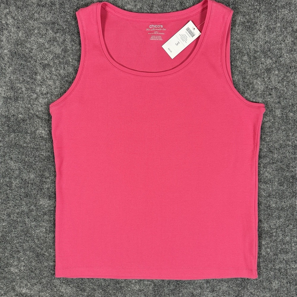 NWT CHICO'S Ultimate Tee Tank Top Bundle Of 4 Size 3/XL Pink Mint Black White - Picture 11 of 12